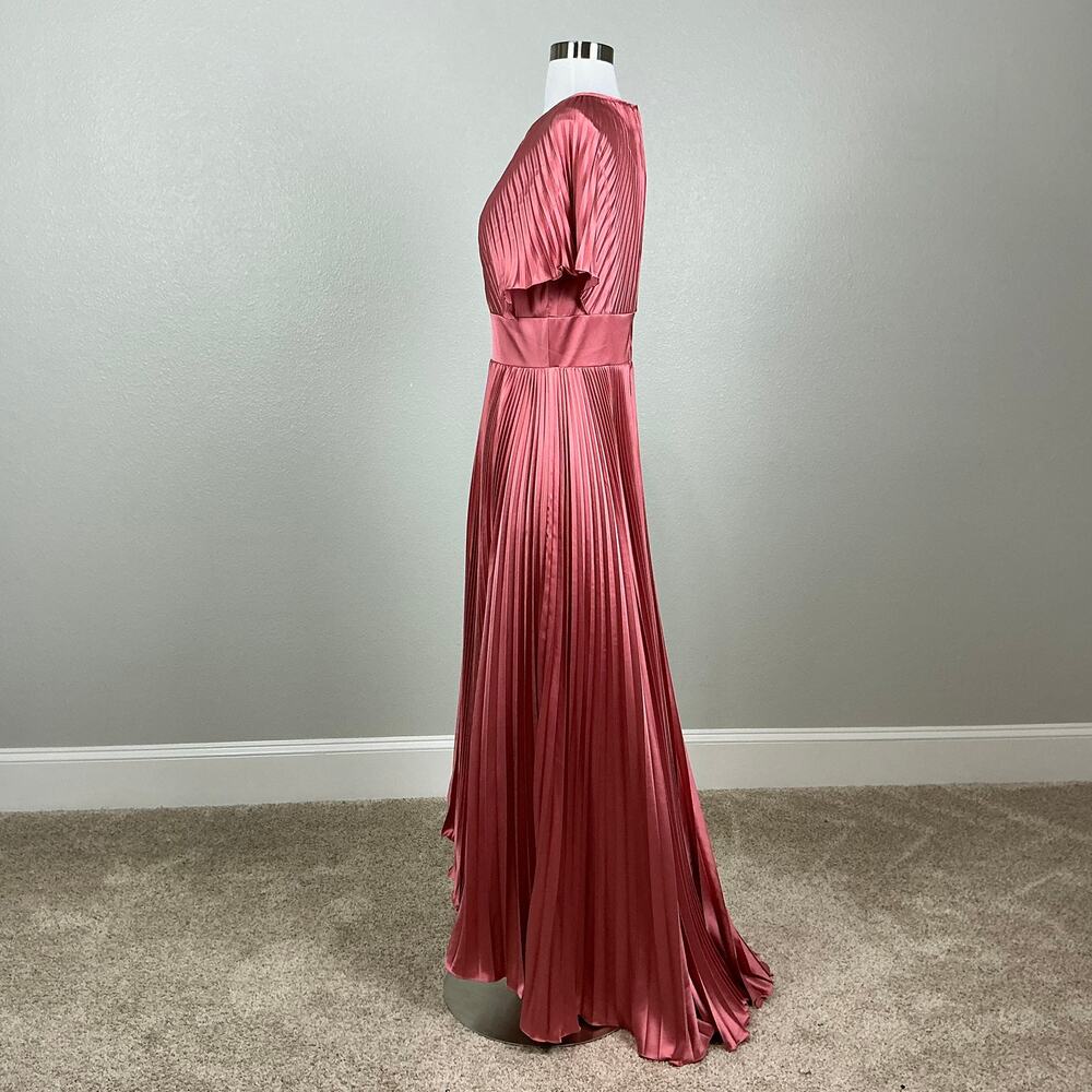 Mac Duggal 11637 Pleated Satin A-Line Evening Gown Dusty Rose Pink Size 8 Dress - Picture 6 of 12